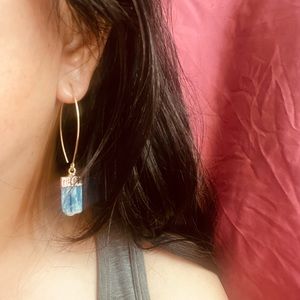 Blue Quartz and Gold Drop Earrings